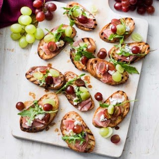 Food on the cutting board, with Grape and Prosciutto