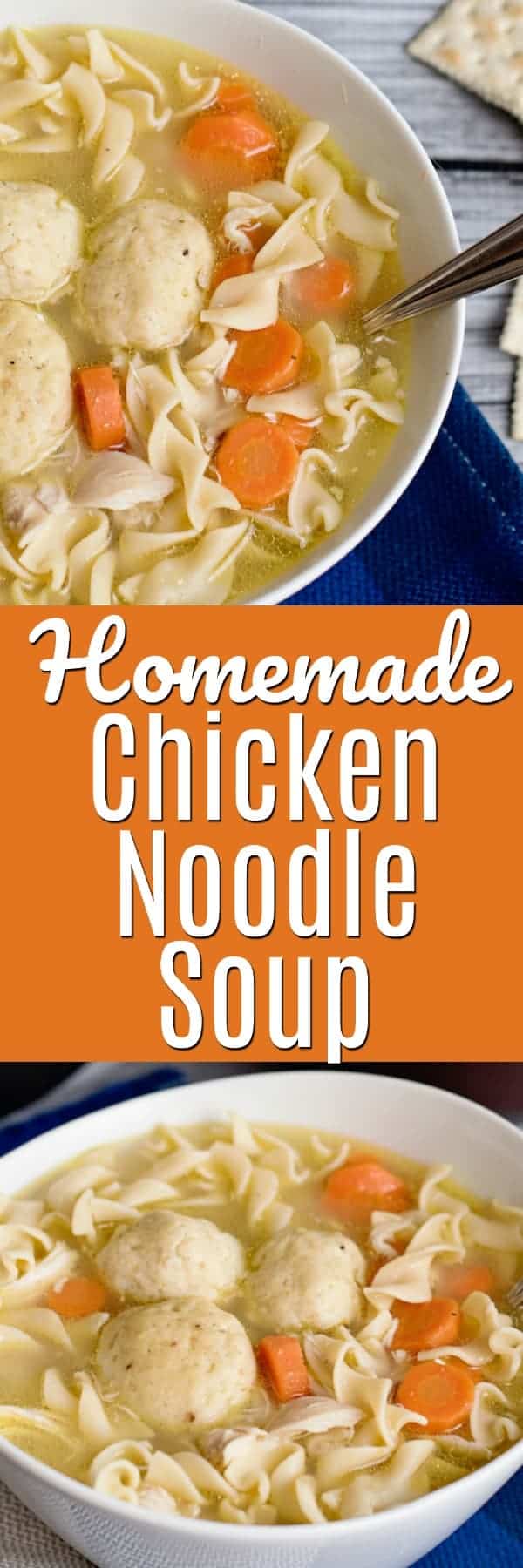 A Pinterest image for homemade chicken noodle soup