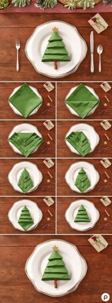 How to fold a Christmas Tree Napkin