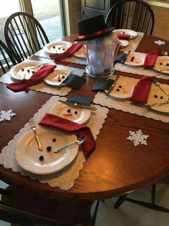 Snowman place stetting for a super cute holiday table