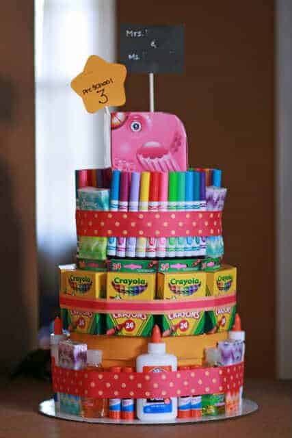 DIY School Supplies Cake Teacher's Gift