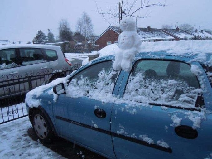 Make a mini snowman on someones car and other great ideas for the snow