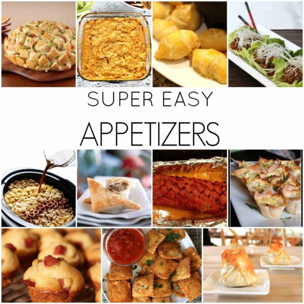 A collage image of many different types of appetizers
