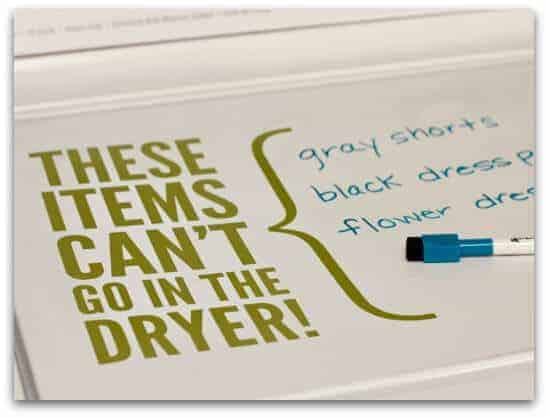 Use dry erase marker on washing machine