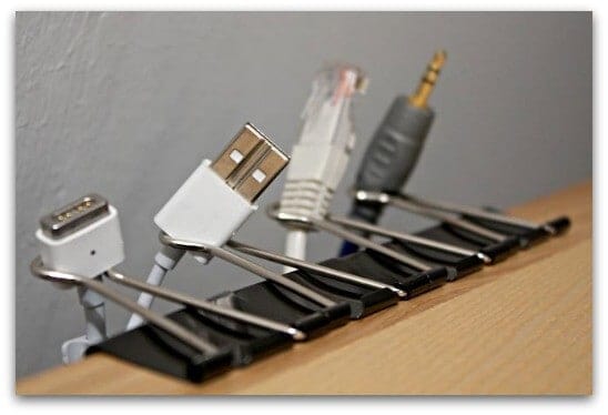 binder clip as your simple cable organizer