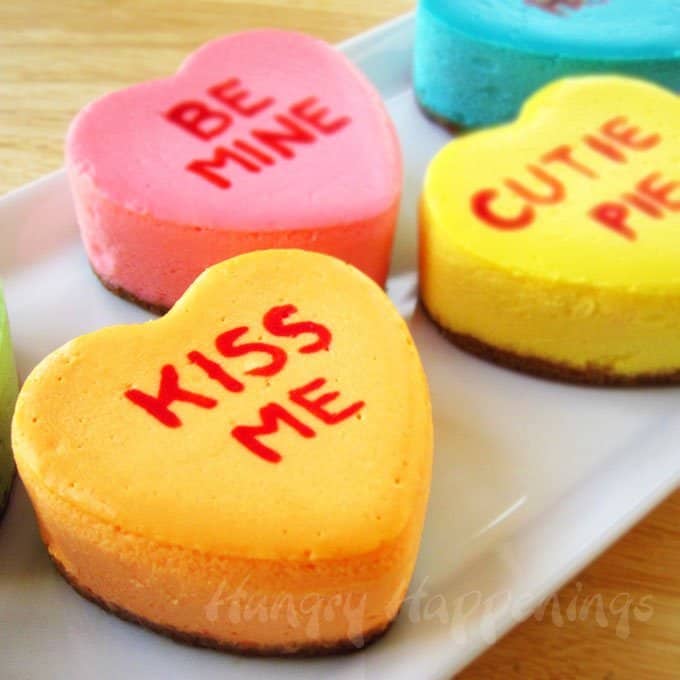 conversation heart cheesecakes by Hungry Happenings