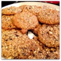 A plate of food, with Cookie and Oatmeal