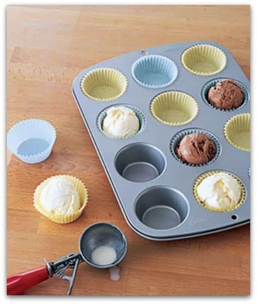 cupcake liner as ice cream bowl