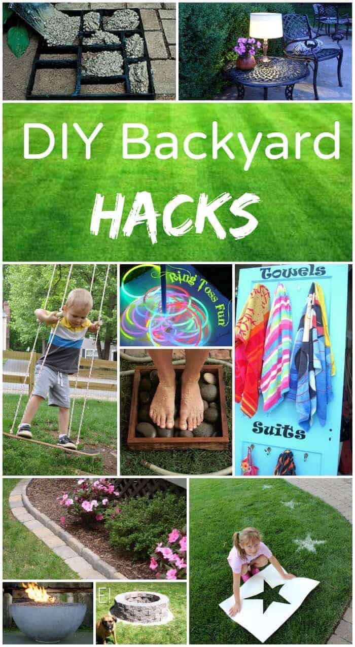 A Pinterest image of DIY backyard hacks