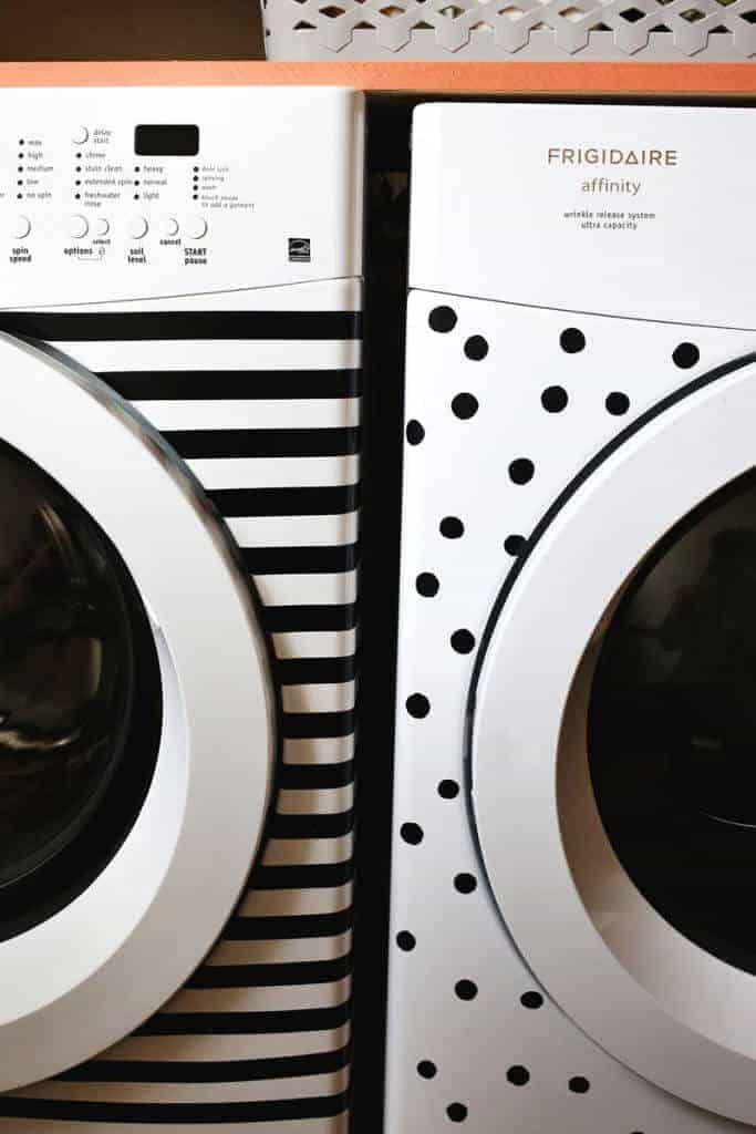 Cute up your old appliances with a a little electrical tape and paint from A Beautiful Mess