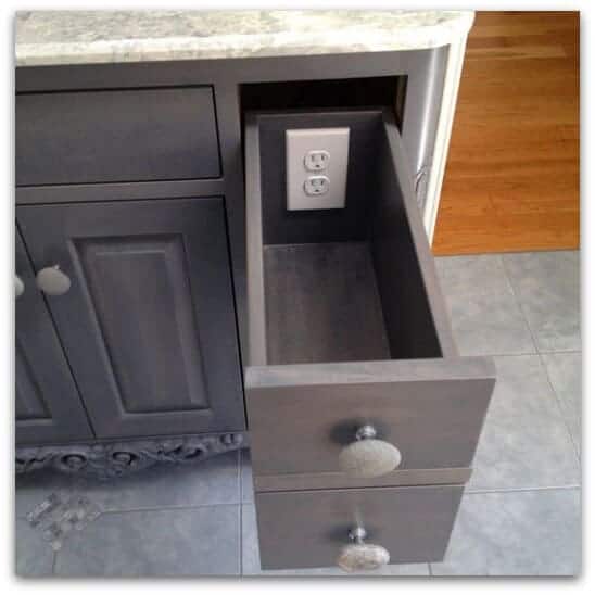 Outlet in bathroom vanity