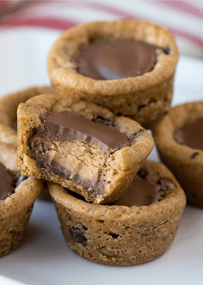 Peanut Butter Chocolate Chip Cookie Bites with a bite out of one