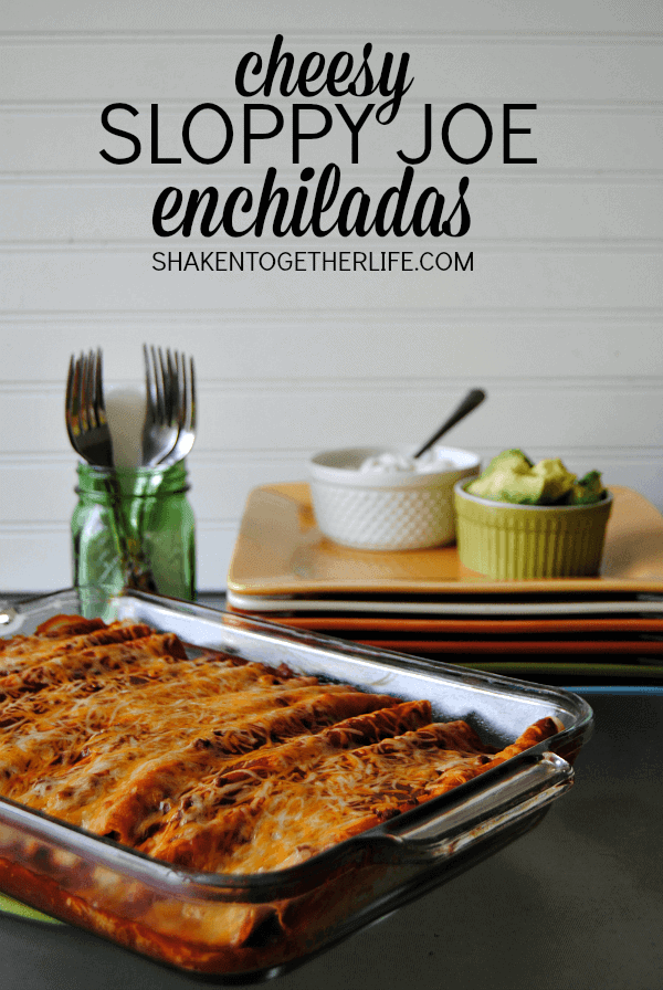 Cheesy Sloppy Joe Enchiladas from Shaken Together