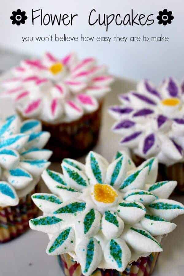 flower cupcakes with caption