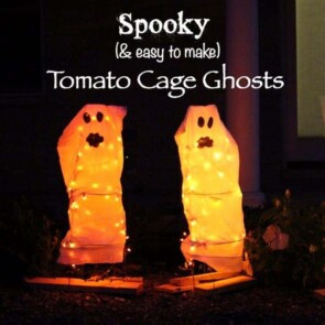 Tomato cage ghosts light up at night
