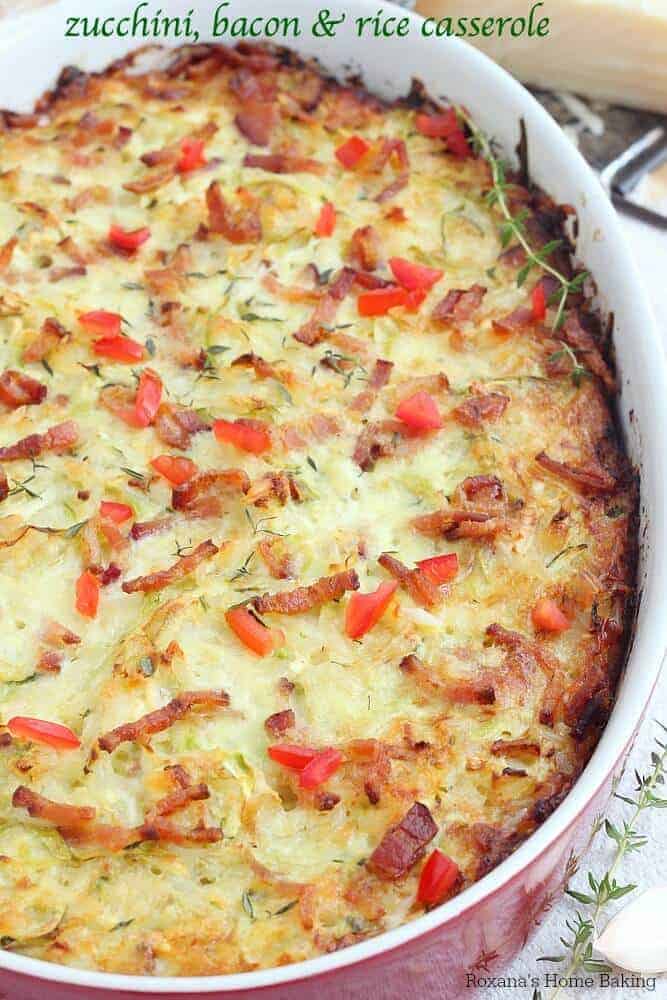 Zucchini Bacon Rice Casserole from Roxanas Baking