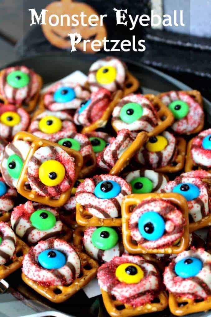 Monster eyeball pretzels