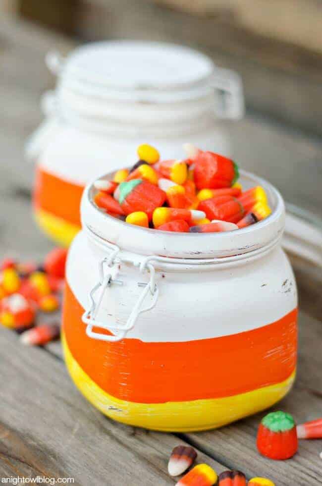 Candy Corn Gift Jars from A Night Owl Blog