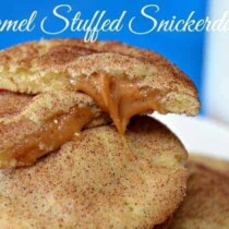 A sandwich on a plate, with Caramel and Snickerdoodle