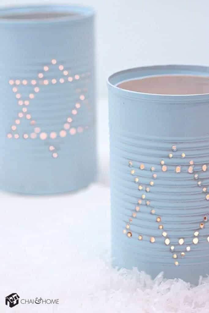 Tin Can Hanukkah Luminaries from Chai and Home