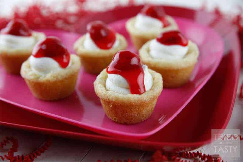 Mini Cherry Cheesecake Cookie Cups by Tried and Tasty