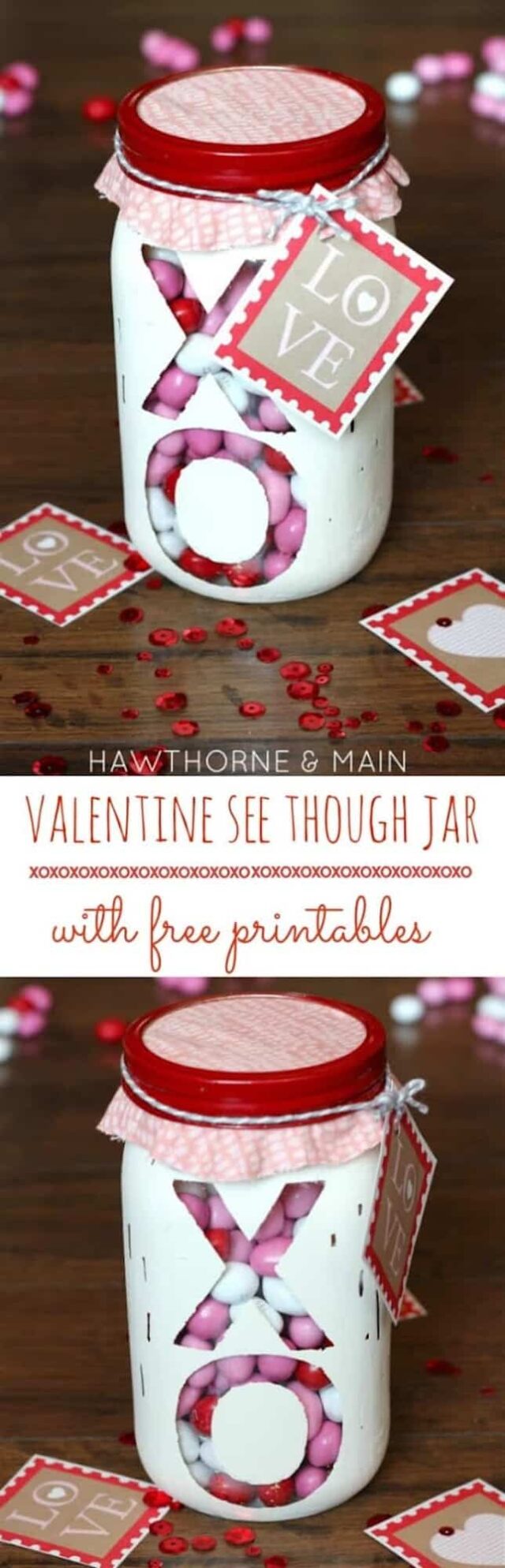 Valentine's Day Mason Jar DIY Project (with FREE PRINTABLE Gift Tag)