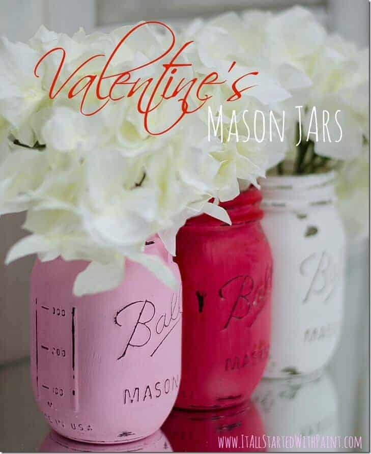 Valentines Painted Mason Jars