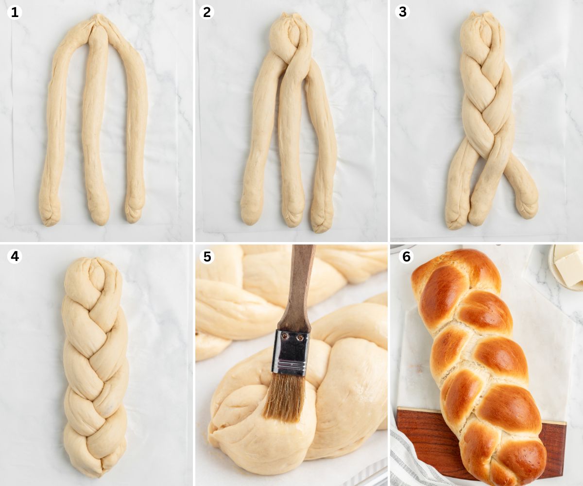 braid the dough, brush with eggs and bake until golden. 