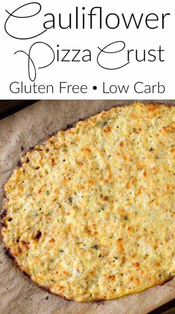 A Pinterest image for cauliflower pizza crust