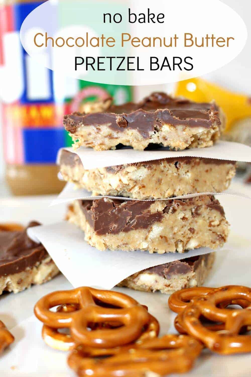 Easy no bake chocolate peanut butter pretzel bars