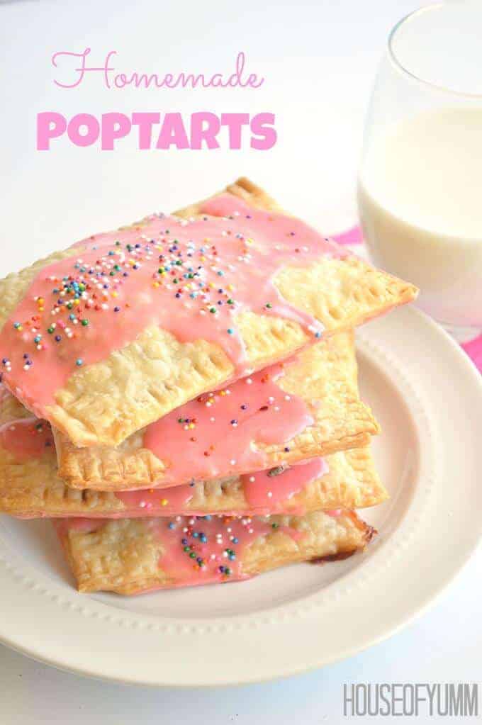 Homemade Pop Tarts on a plate with milk
