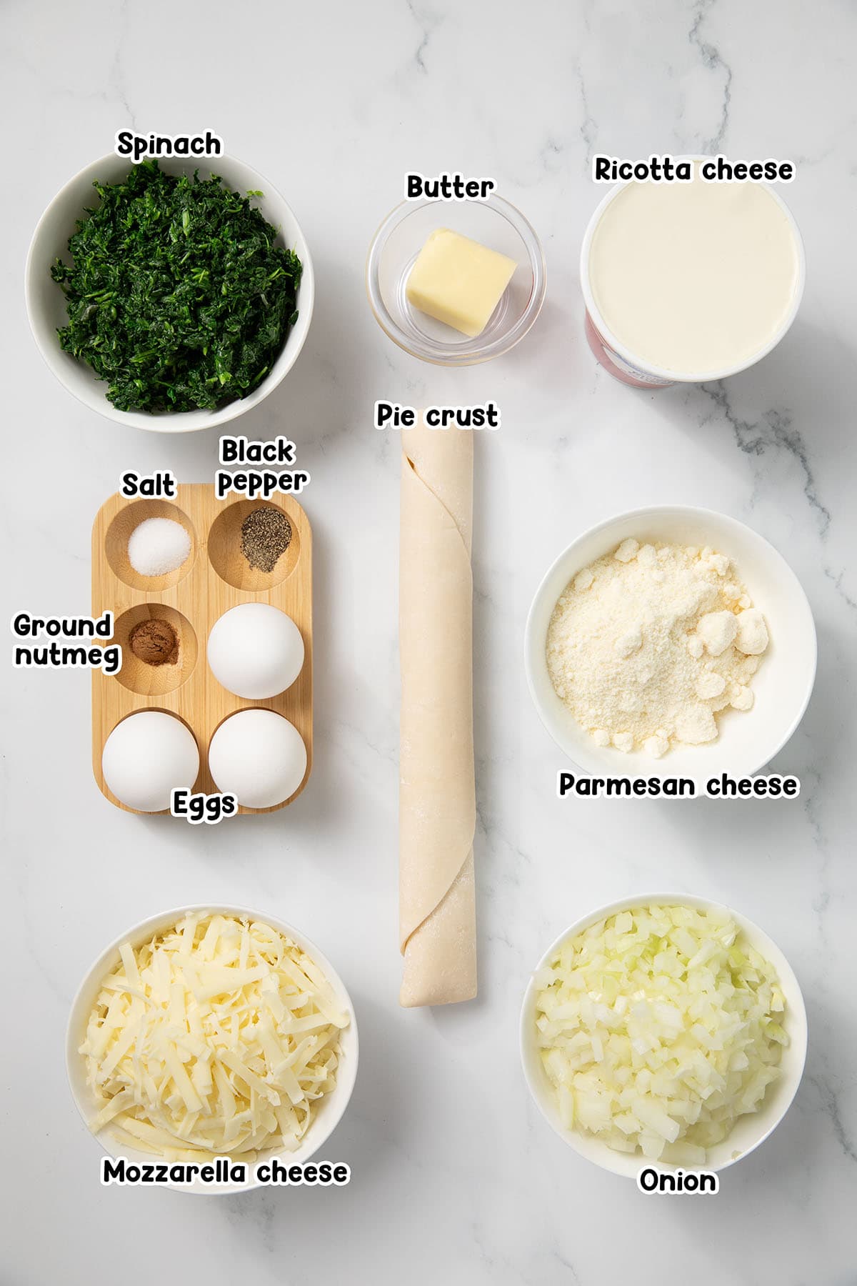 Spinach Pie ingredients.