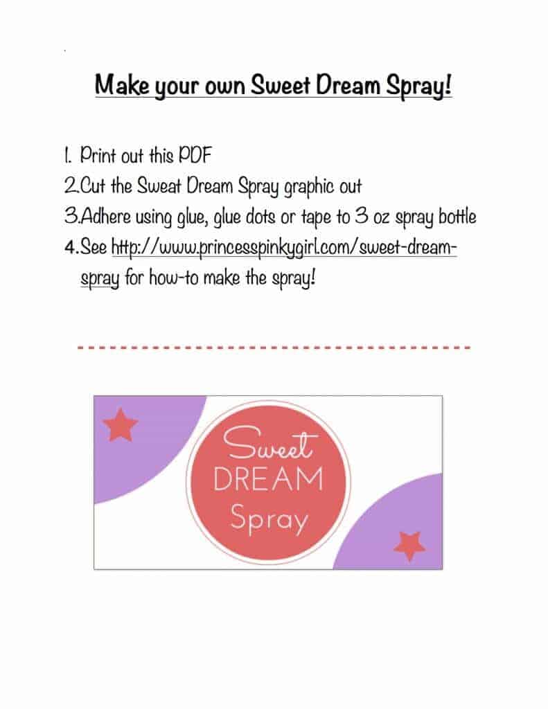 Sweet Dream Spray Free Printable