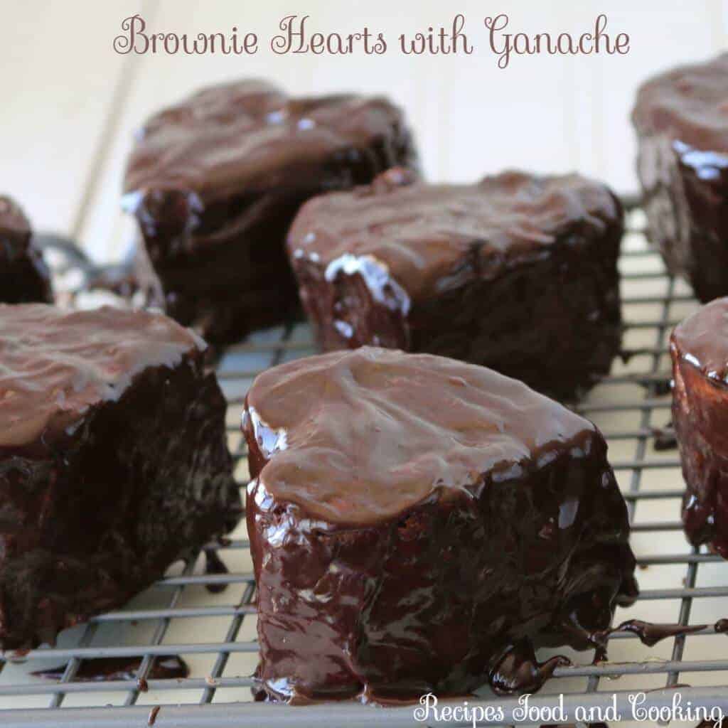 brownie hearts with ganache