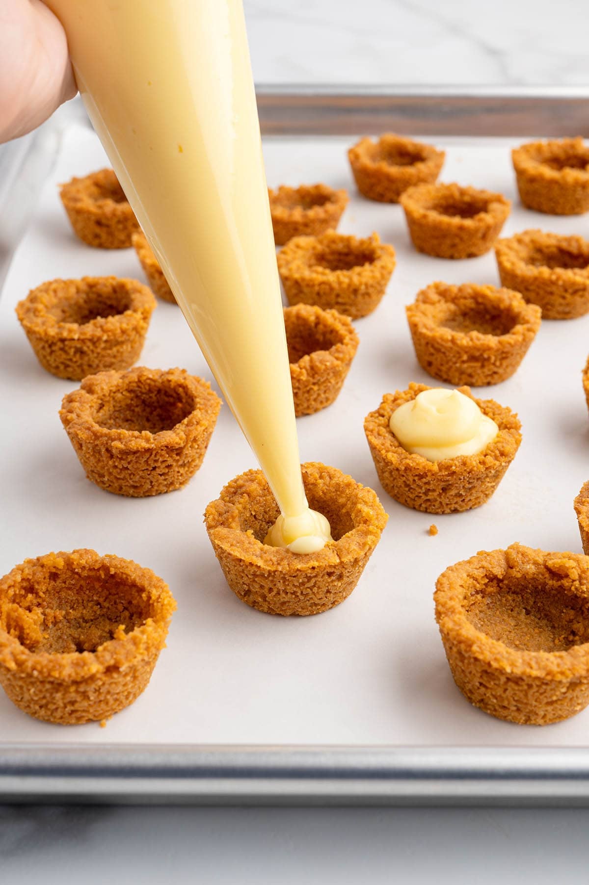 pipe the pudding into each cup.