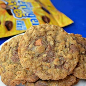 A plate of food, with Butterfinger and Cookie
