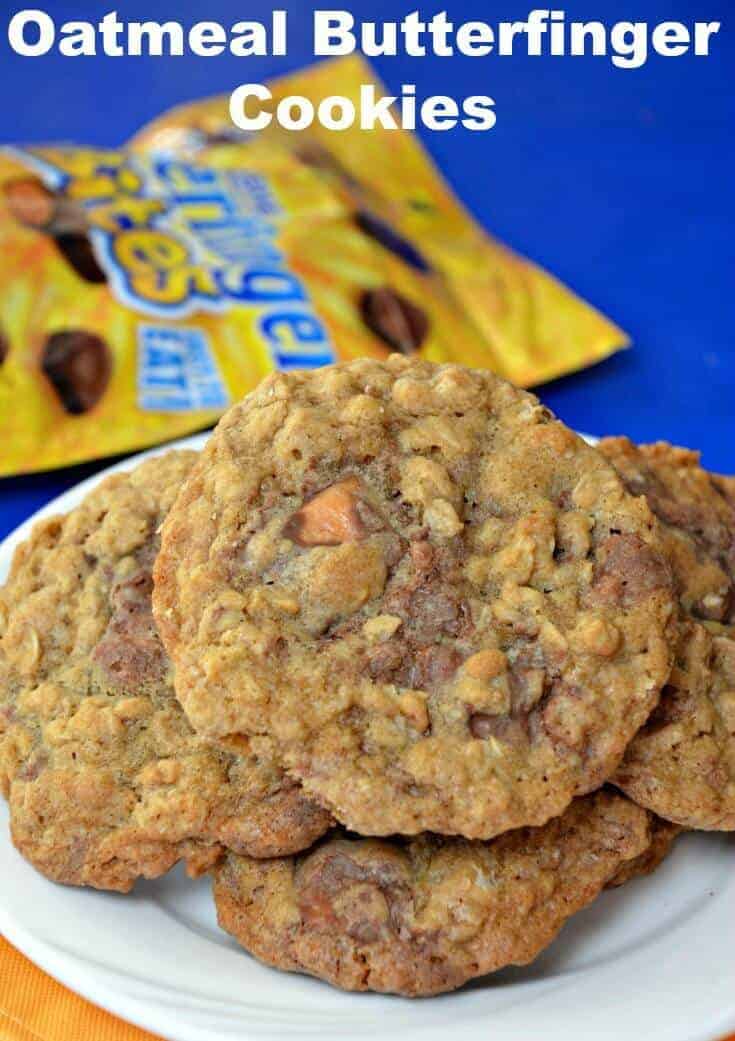 A plate of food, with Butterfinger and Cookie