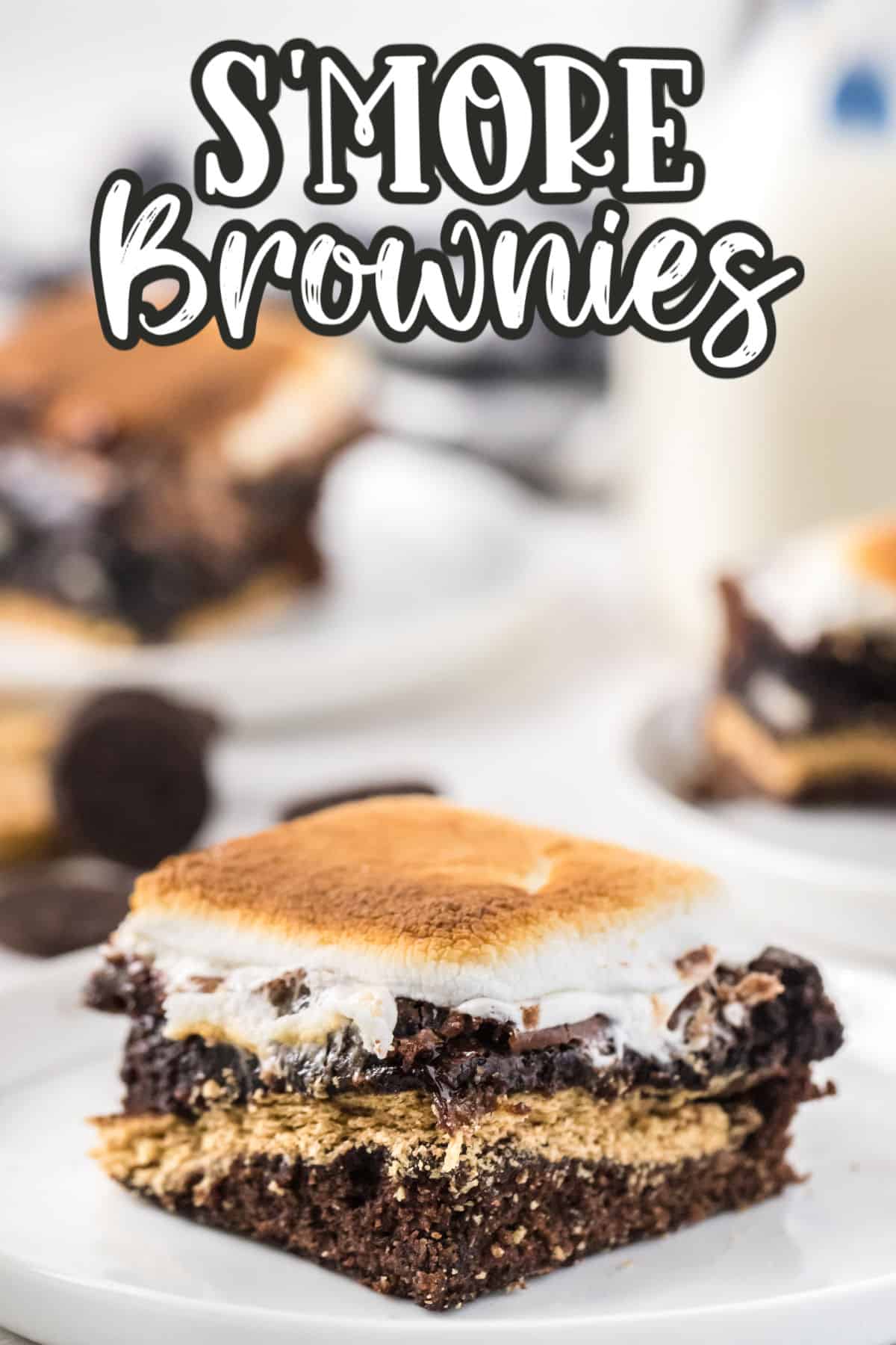 s'more brownies on a white plate