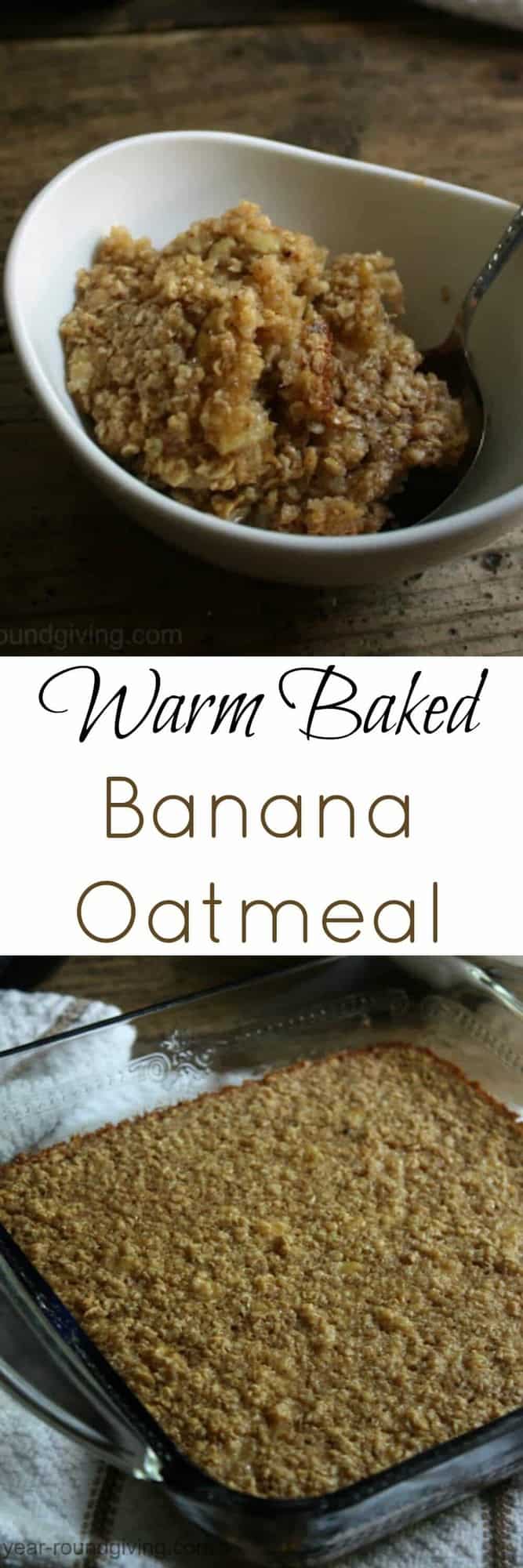 Warm baked banana oatmeal