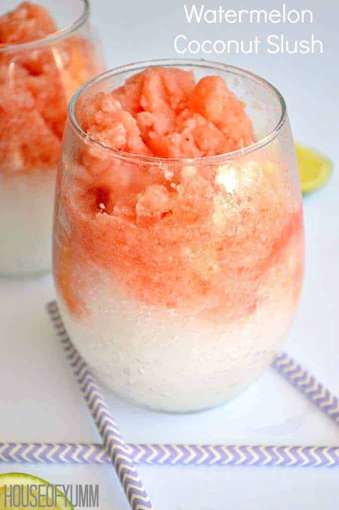 This icy, creamy, naturally sweet Watermelon Coconut Slush is possibly the best fruity combination of the summer!