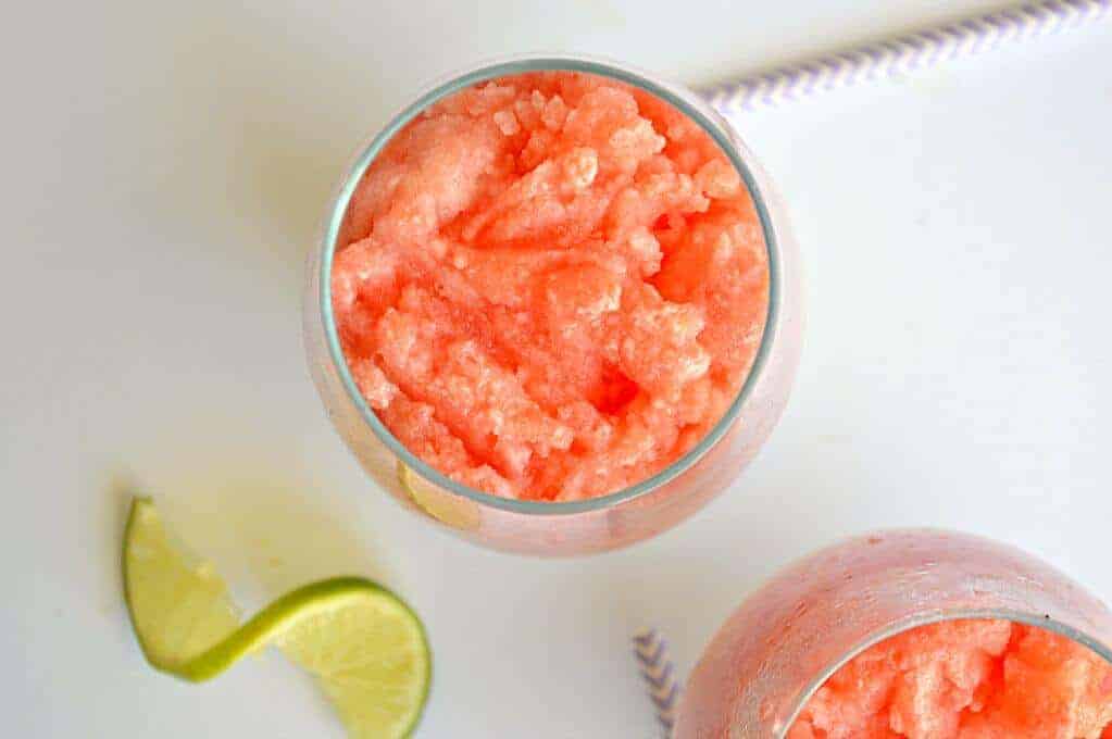 A bowl of food, with Slush and Watermelon