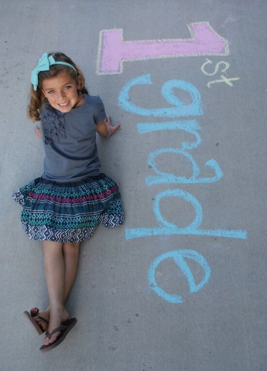 Get creative with chalk for the first day of school picture