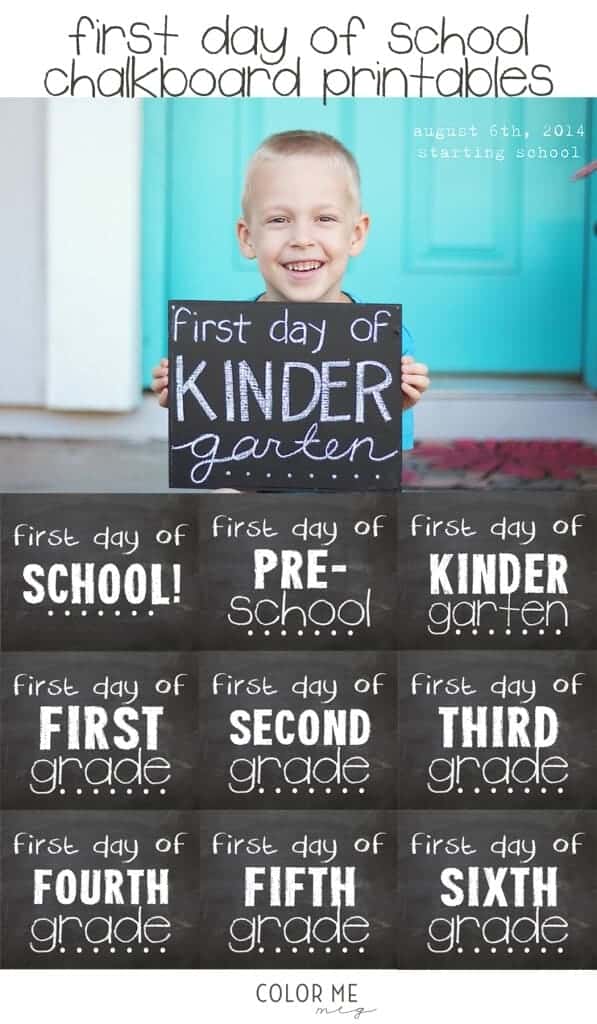 print out these great chalkboard signs for the first day of school