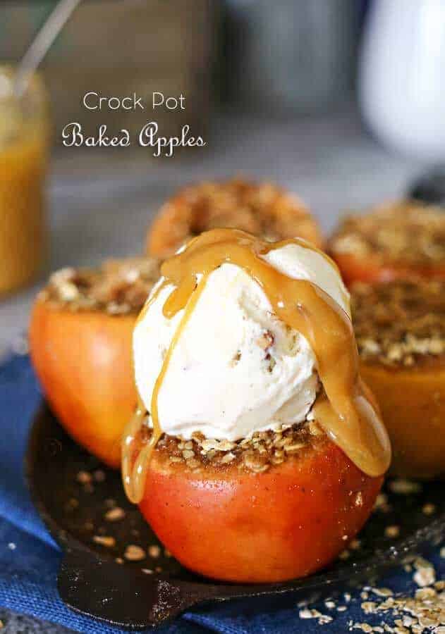 A close up of food on a plate, with Apple and Slow cooker