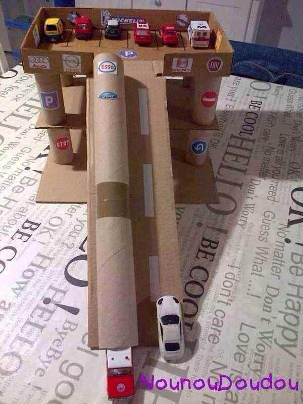 Cardboard Box Garage - great for an indoor activity for kids