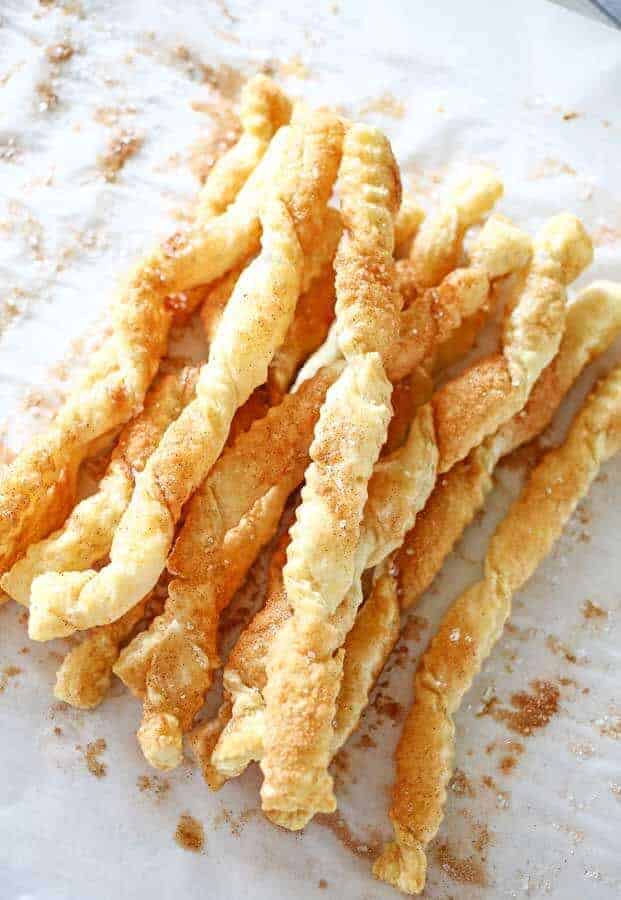 Cinnamon lovers Churro Twists with just three ingredients you can have that wonderful crisp, cinnamon packed flavor in about 15 minutes.