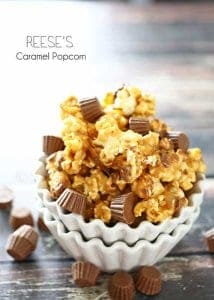 A tray of food, with Caramel and Popcorn