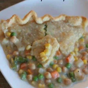 A plate of food, with Chickpea and Pie