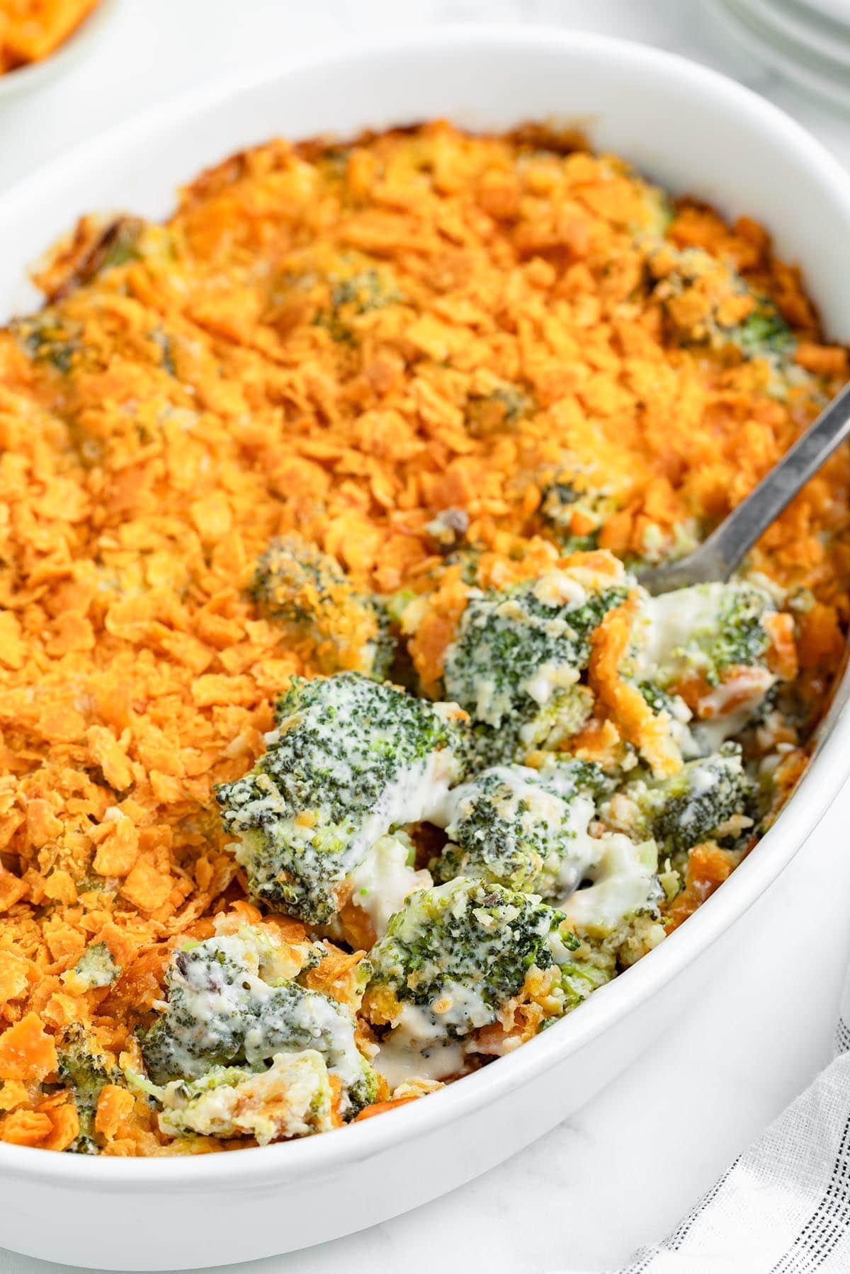 broccoli casserole on the table.