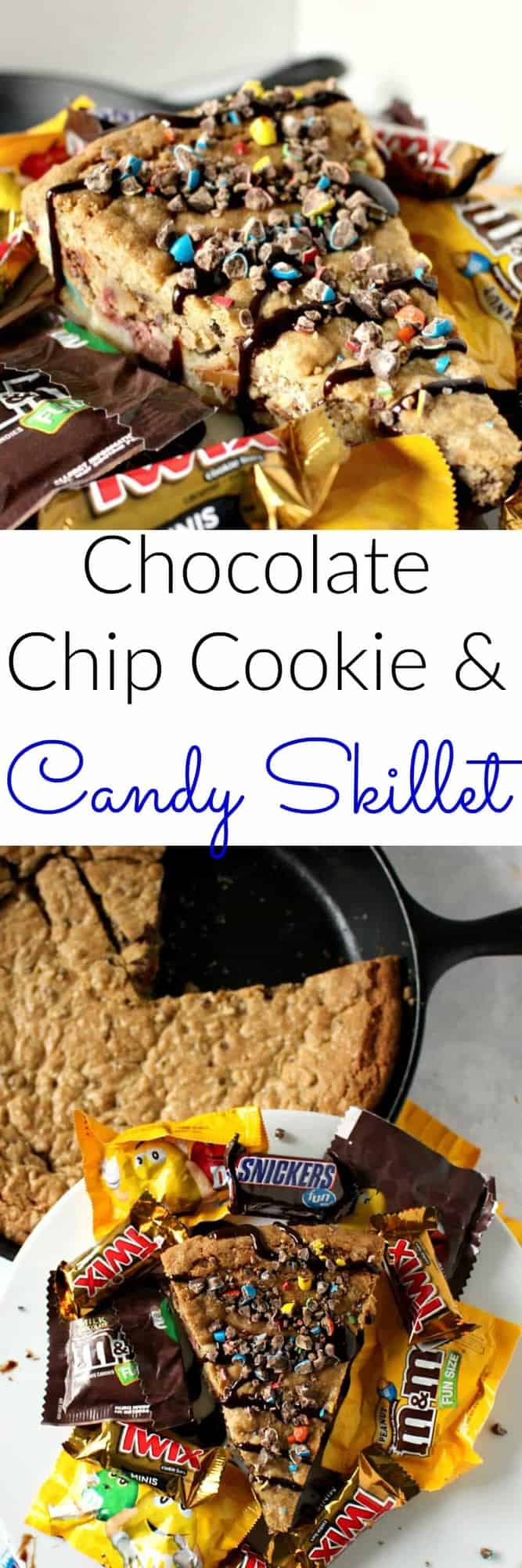 Chocolate Chip Cookie and Candy Skillet - loaded up with all of your favorite candy